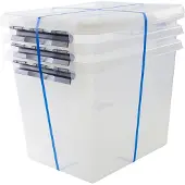 Sunware - Q-line Opbergbox met deksel - 52L - Set van 3 - Transparant/Grijs