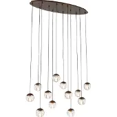 QAZQA Design hanglamp donker brons met helder glas 12-lichts - Inge