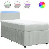 vidaXL Boxspring met matras fluweel lichtgrijs 90x200 cm