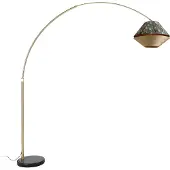 QAZQA Messing booglamp met dubbele velvet kap bladmotief en beige - XXL
