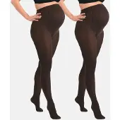 Mamsy - 2-Pack Opaque Zwangerschapspanty 60den - Donker Bruin - XXL