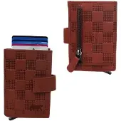 Bear design Lederen Creditcardhouder / Pasjeshouder / Portemonnee Elsie block/rood
