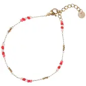 Go Dutch Label Armband rood roze kraal Gold B2234-2