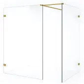 Maxaro Diamond Inloopdouche | 140x140 cm Goud Helder glas 2 vaste wanden