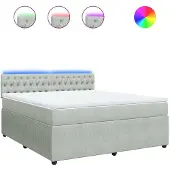 vidaXL Boxspring met matras fluweel lichtgrijs 180x200 cm