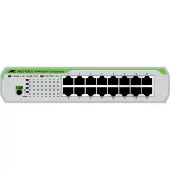 Allied Telesis 16-port 10/100TX unmanaged switch with internal PSU, EU Power Cord