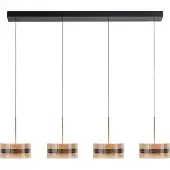 Highlight Hanglamp Enzo 4-lichts Recht Brons/Amber Glas