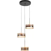 Highlight Hanglamp Enzo 3-lichts Rond Brons/Amber Glas