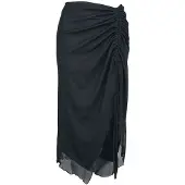 Banned Midirok - Umbra Mesh Ruched Skirt - XS tot 4XL - voor Vrouwen - zwart - Maat XL
