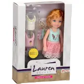 Toi-Toys LAUREN Tienerpop, 14 cm, met extra kledingstukken + hond, 3-assig (display met 12 stuks)