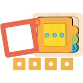 Goki Puzzel: GETALLEN en GEOMETRISCHE VORMEN 13,5x12x2,4cm, 15-delig, met 4 lagen, hout, 3+