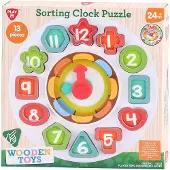 Playgo Play houten leerklok en sorteervormen - educatief speelgoed 13-delig.