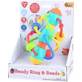 Playgo Play babyspeeltje rammelaar met ringen en kralen multi kleuren.