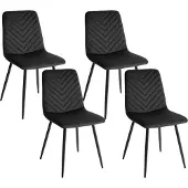 Beliani HAVRE - Eetkamerstoelen set van 4 - Zwart - Fluweel