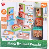 Playgo Play houten blokpuzzel dieren - educatief speelgoed 20-delig.