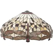 Clayre & Eef Lampenkap tiffany Ø 49x28 cm beige glas libelle glazen lampenkap