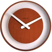 Nextime Wood Loop - Klok - Rond - Glas - Ø30 cm - Hout - Donker bruin