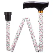 Thuiszorg Webshop Opvouwbare wandelstok - Pink Flower 74 - 84 cm