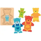 Goki Puzzel - Beer - 5 Stukken - 13,5X17,5X1,7Cm - Hout - 2 Jaar