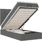 vidaXL Ottoman bed met matras en LED's 100x200cm stof donkergrijs