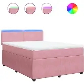 vidaXL Boxspring met matras fluweel roze 140x190 cm
