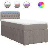 vidaXL Boxspring met matras stof taupe 80x200 cm