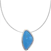 Behave – Ketting turquoise natuursteen – Minimalistische stijl zilverkleur