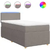 vidaXL Boxspring met matras stof taupe 90x200 cm