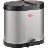 Wesco Eco-verzamelaar Prullenbak | 30 Liter | Duo Pedaalemmer (2x15 Liter) | Metaal - Zilver | Afvalscheiding - Made in Germany