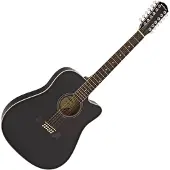 Gear4Music Dreadnought Cutaway 12 String Acoustic Guitar by Black