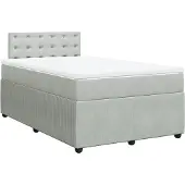 vidaXL Boxspring met matras fluweel lichtgrijs 120x190 cm