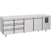 CombiSteel Koelwerkbank - ENERGY LINE - Energiezuinig - 632L - 2 Deuren + 6 Laden 1/1 GN - -2°C/+8°C - Geforceerd - 2330x700x850mm