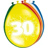Folat Verjaardag leeftijd ballonnen 30 jaar - 16x - multi - 30 cm - feestartikelen/versieringen