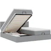 vidaXL Ottoman bed met matrassen 200x200cm stof lichtgrijs