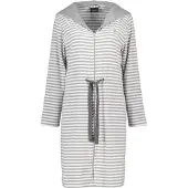 Cawö Badjas Home 834 Capuchon & Tunnelkoord Women Platinum-S