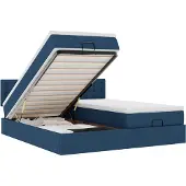 vidaXL Ottoman bed met matrassen 160x200cm stof blauw