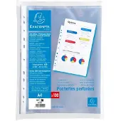 Exacompta 10x Pak van 100 geperforeerde showatassen - gladde PP 6/100ste - A4 - Transparant - 5200E
