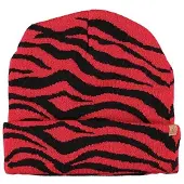 Sarlini Luxe gebreide kindermuts met tijger print - rood/zwart