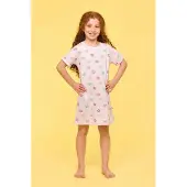Woody slaapkleed meisjes - roze - bloemetjes all-overprint - 251-10-DZA-Z/930 - maat 128