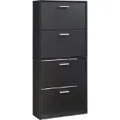 En.casa Schoenenkast Sykkylven 4 kleppen zwart 134x60x24 cm []