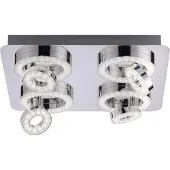 JUST LIGHT Slimme plafondlamp Tim, dimbaar, chroom / zilver, Woon-/ Eetkamer, metaal, Modern, Slimme plafondlamp