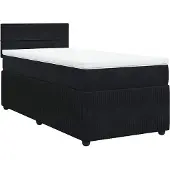 vidaXL Boxspring met matras fluweel zwart 100x200 cm