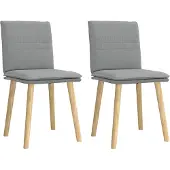 vidaXL Eetkamerstoelen 2 st stof lichtgrijs