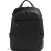 Piquadro Zwarte vierkante rugzak leer 39 cm laptopvak zwart