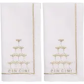 Vondels Geborduurde servetten champagne toren wit 45cm (set van 2)