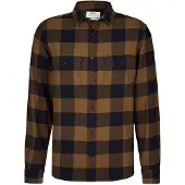 Fjällräven Overhemd Men Övik Heavy Flannel Shirt Wood Brown Dark Navy-XL