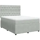 vidaXL Boxspring met matras fluweel lichtgrijs 140x190 cm