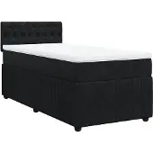vidaXL Boxspring met matras fluweel zwart 100x200 cm