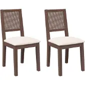 vidaXL Eetkamerstoelen met kussens 2 st massief hout rubber bruin