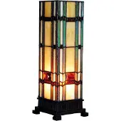 Clayre & Eef Tiffany tafellamp 12x12x35 cm groen glas rechthoek tiffany